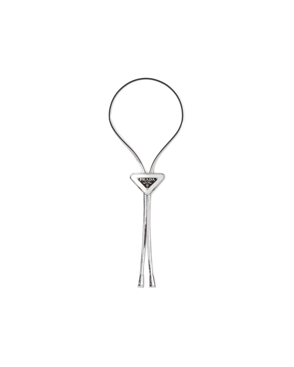 Prada Brushed Læder Bolo Tie Stříbrné | 087465YFH