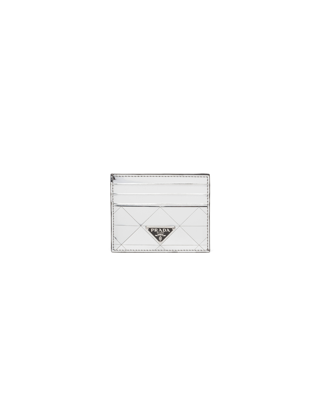 Prada Brushed Læder Card Holder Stříbrné | 634029LHF