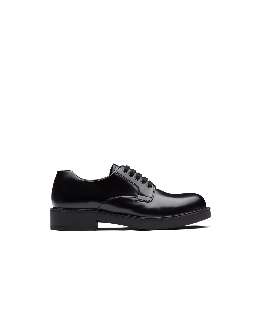 Prada Brushed Læder Derby Shoes Černé | 279451KTV