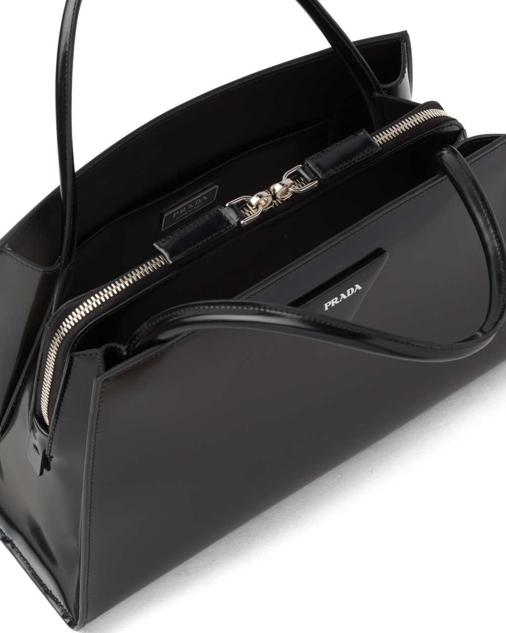 Prada Brushed Læder Handbag Černé | 859067CSE