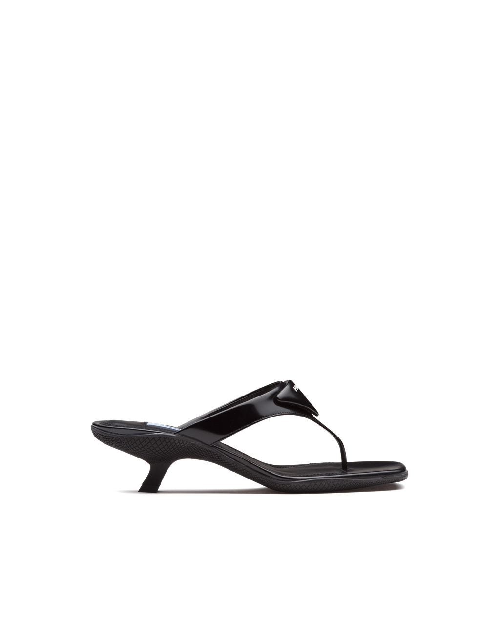 Prada Brushed Læder High-heeled Tanga Sandals Černé | 410726VPX