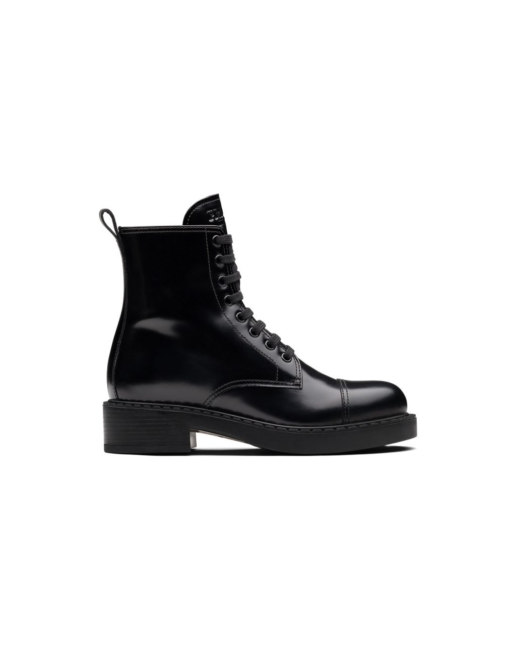 Prada Brushed Læder Laced Booties Černé | 376198VIA