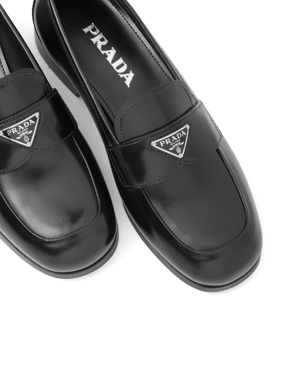 Prada Brushed Læder Loafers Černé | 710482SFG