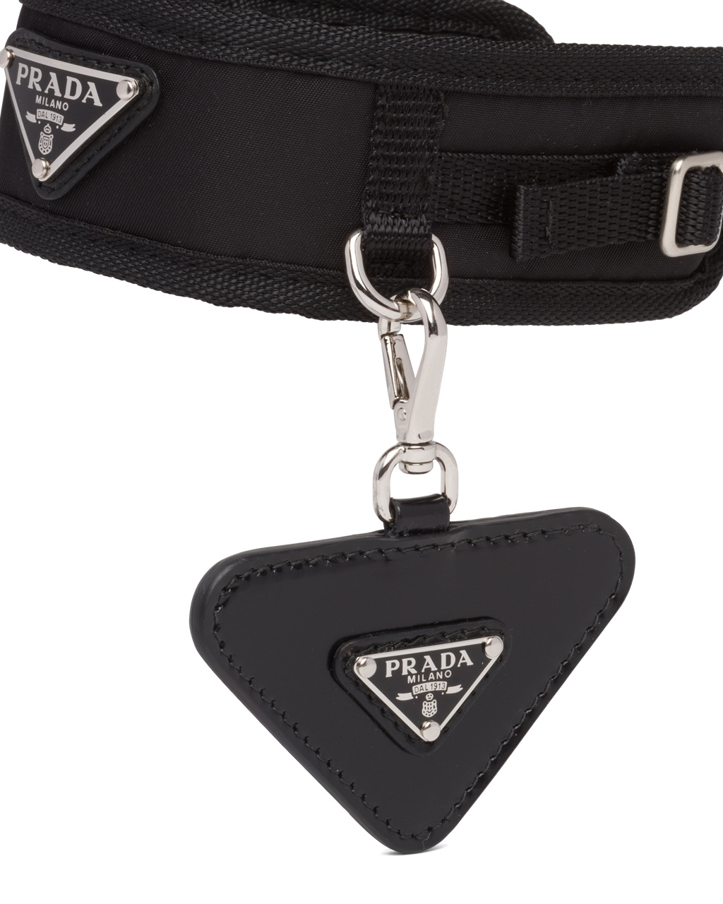 Prada Brushed Læder Name Tag For Pet Černé | 734195GVZ