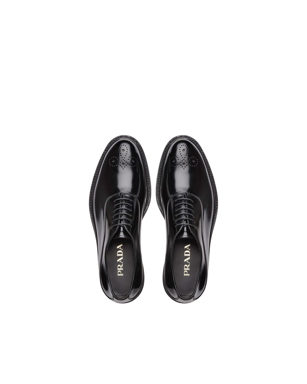 Prada Brushed Læder Oxford Shoes Černé | 285917IVY