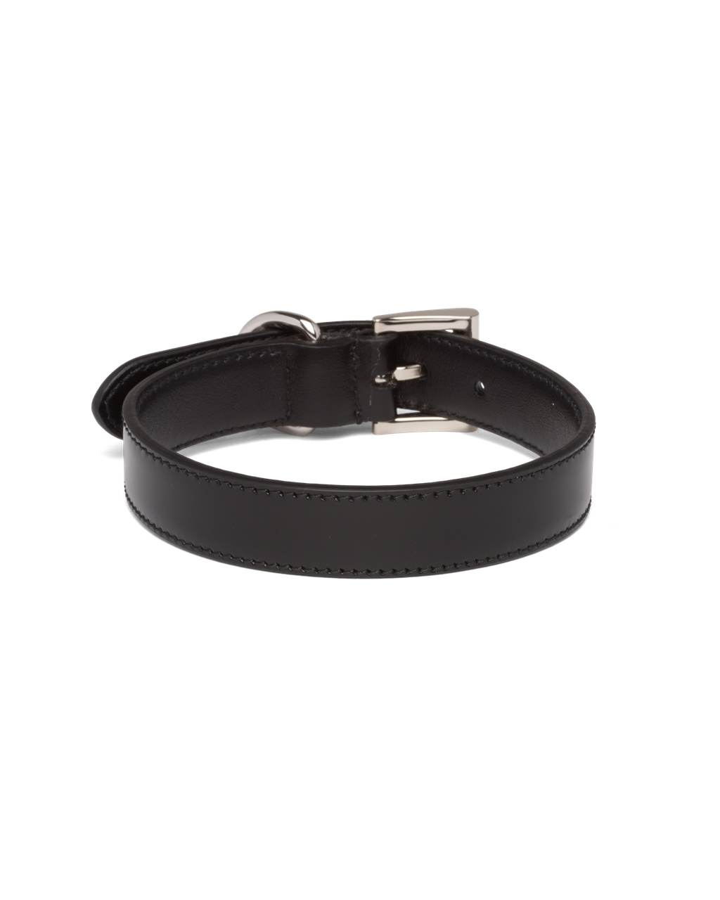 Prada Brushed Læder Pet Collar Černé | 604527JIA