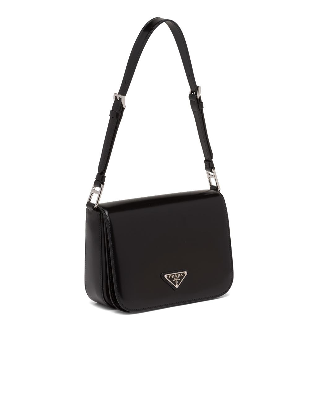 Prada Brushed Læder Shoulder Bag Černé | 394270ORJ