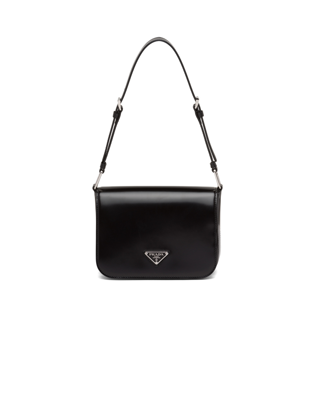 Prada Brushed Læder Shoulder Bag Černé | 394270ORJ