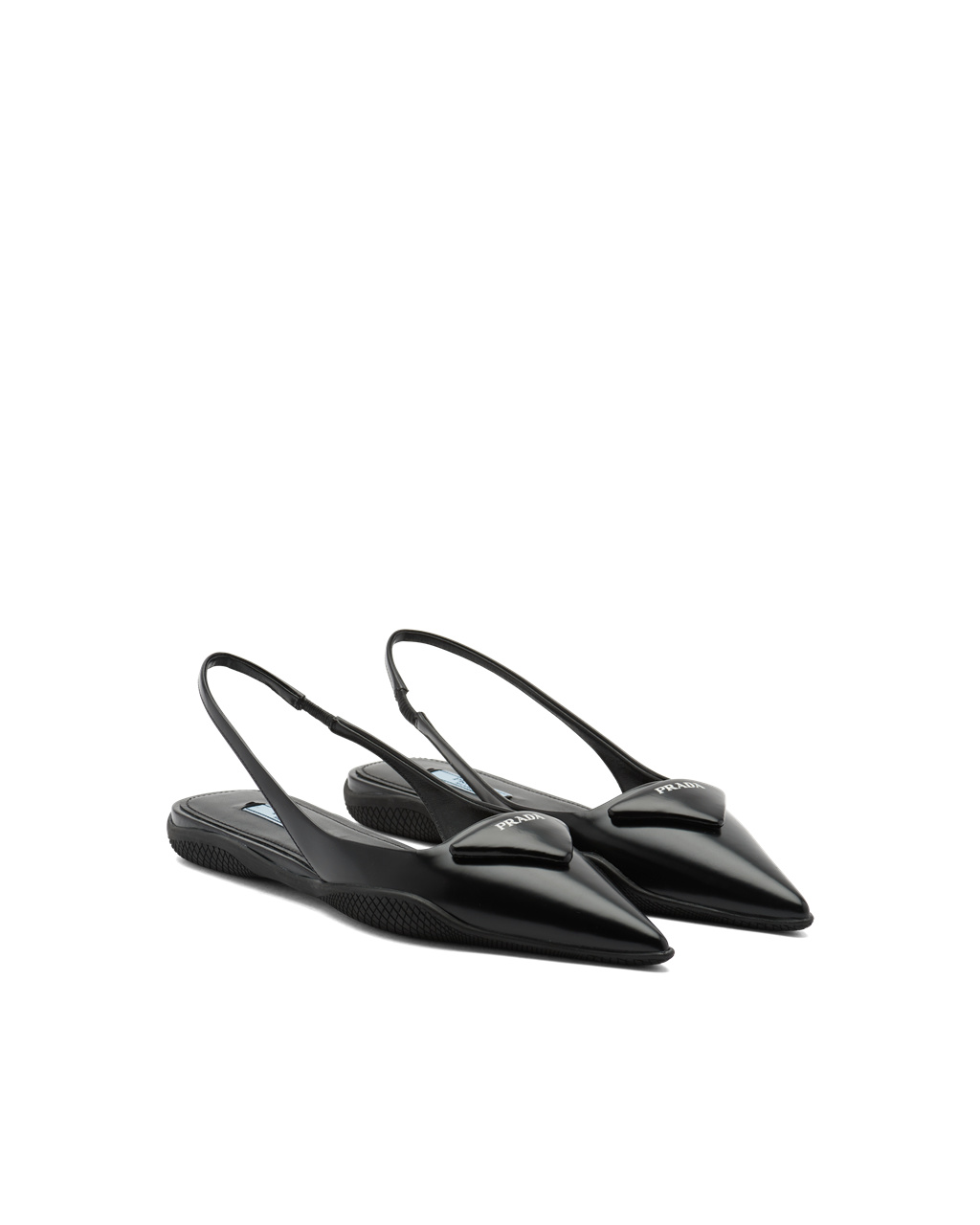 Prada Brushed Læder Slingback Ballerinas Černé | 826435XNE