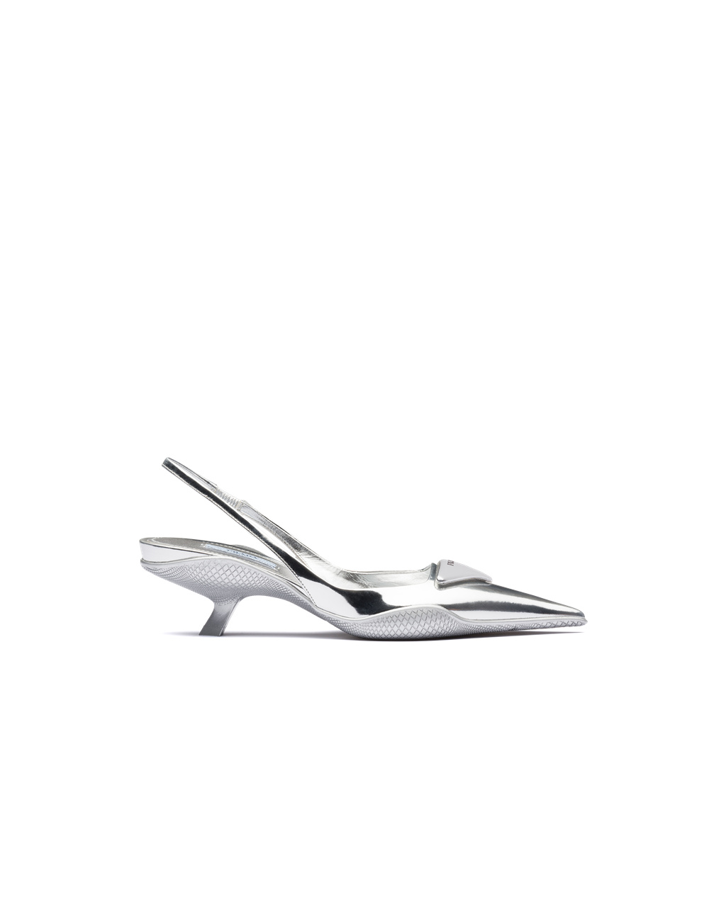 Prada Brushed Læder Slingback Pumps Stříbrné | 627035YES