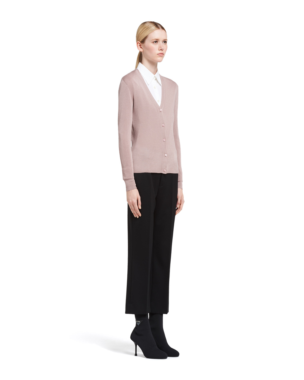 Prada Cashmere And Silk Cardigan Mauve | 035192WGE