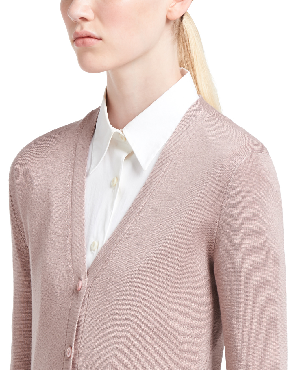 Prada Cashmere And Silk Cardigan Mauve | 035192WGE