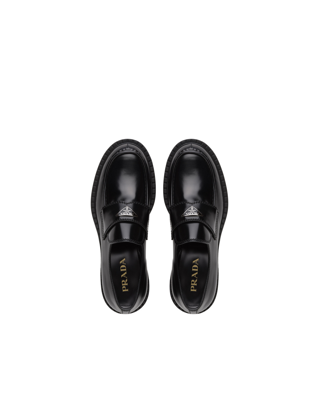 Prada Chocolate Brushed Læder Loafers Černé | 328719OHZ