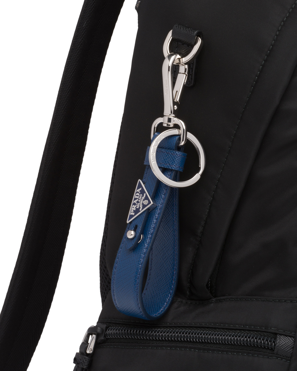 Prada Customized Saffiano Læder Keychain Bluette | 537192CJW