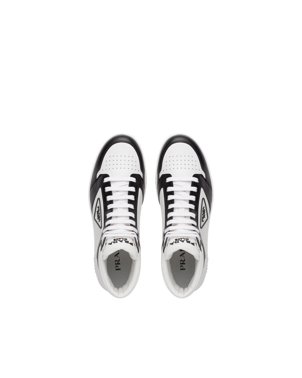 Prada District Læder Sneakers Bílé Černé | 795863ZOW