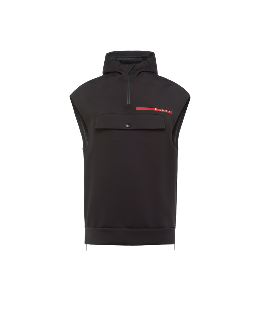 Prada Double Technical Jersey Hoodie Vest Černé | 754932OZV