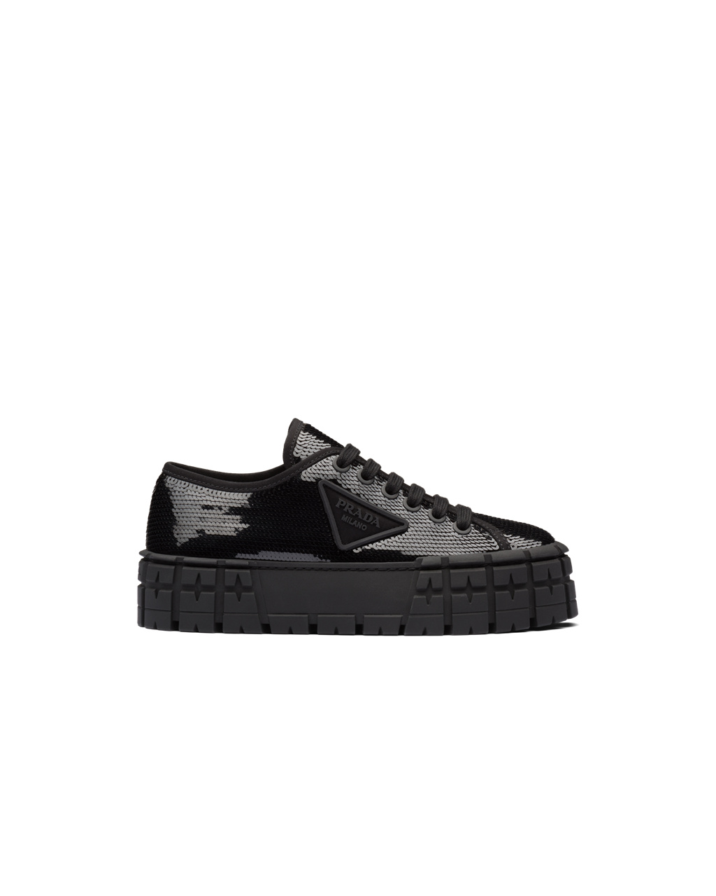 Prada Double Wheel Sequin Sneakers Černé | 198430GES