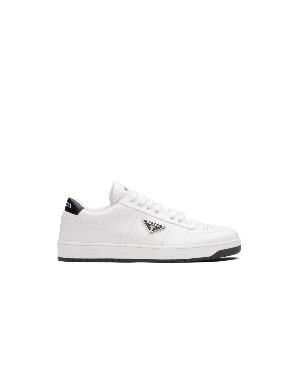 Prada Downtown Læder Sneakers Bílé Černé | 645270VBU