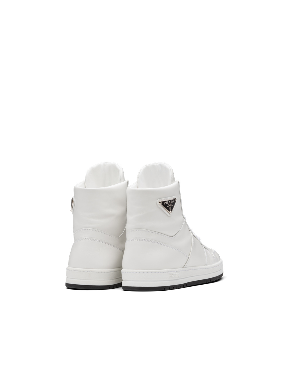 Prada Downtown Perforated Læder High-top Sneakers Bílé Černé | 163085OPD