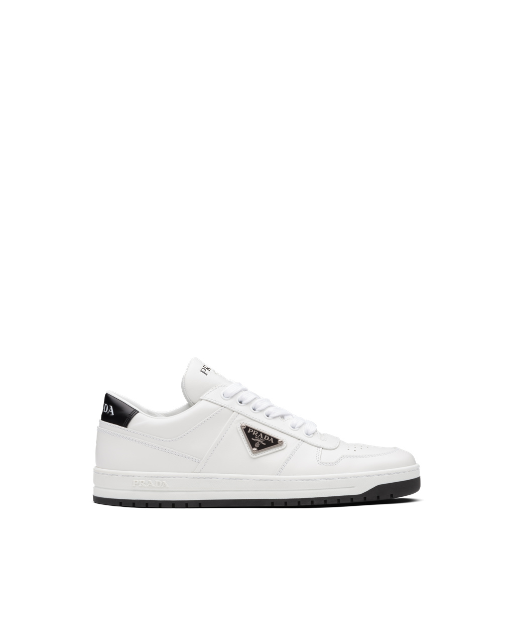 Prada Downtown Perforated Læder Sneakers Bílé Černé | 519643VEZ