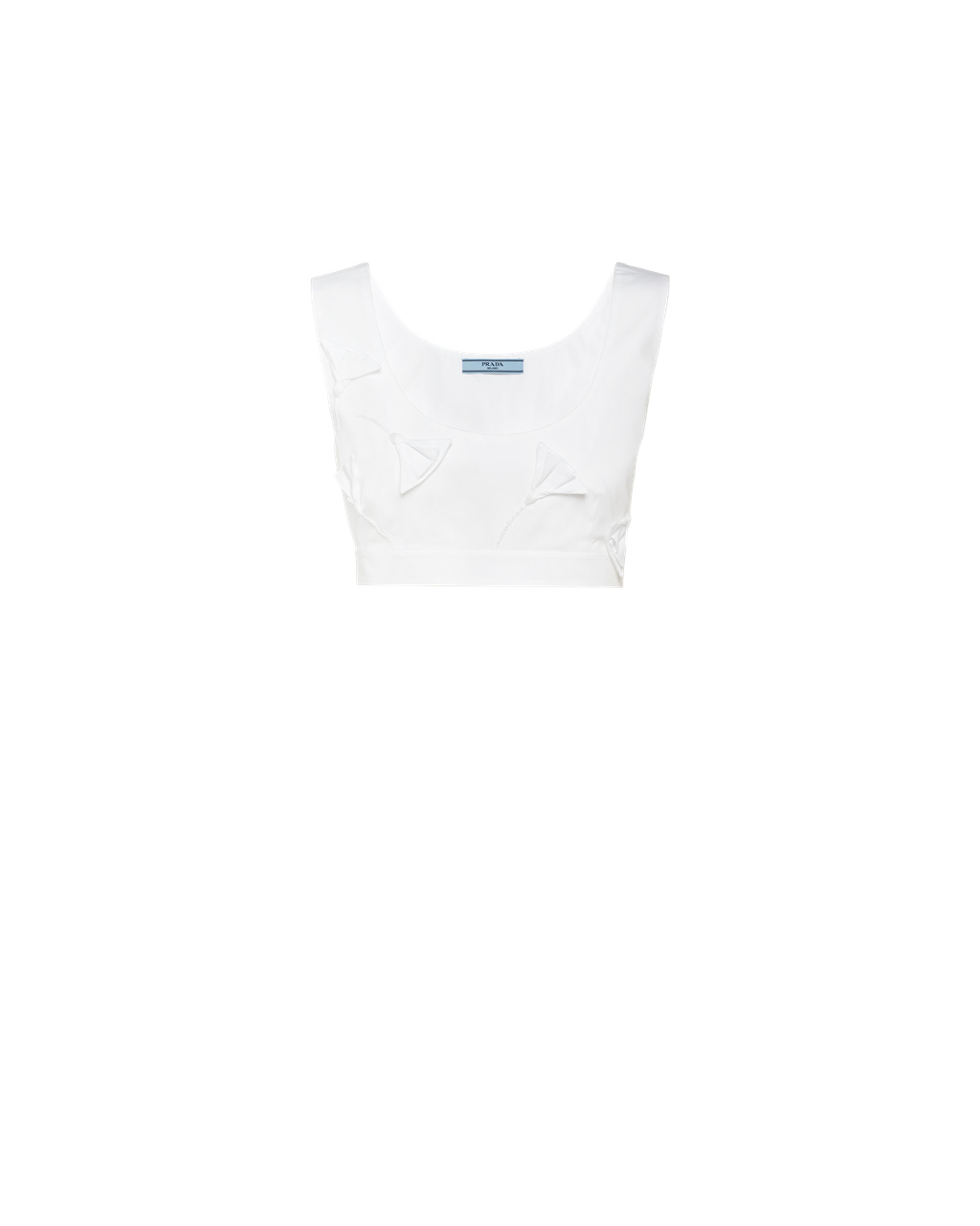 Prada Embroidered Poplin Top Bílé | 793610SKI