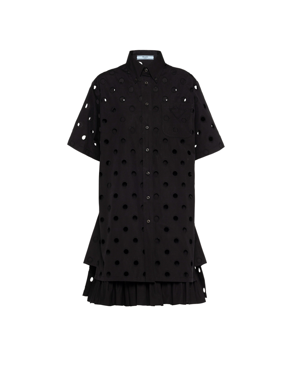 Prada Eyelet Krajkové Poplin Minidress Černé | 280476APE