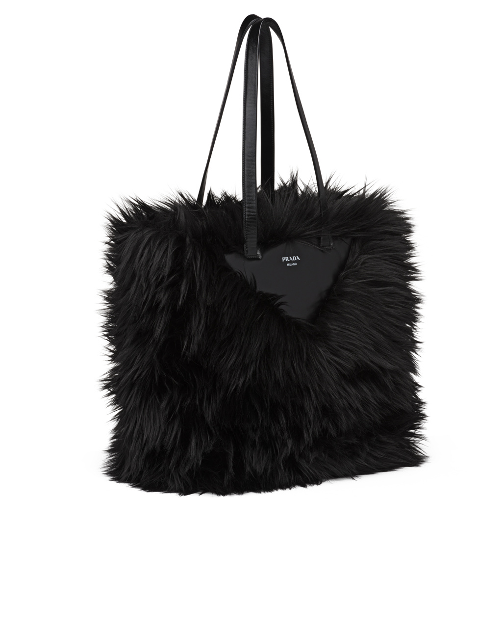 Prada Faux Fur Fabric Tote Bag Černé | 905812BOC