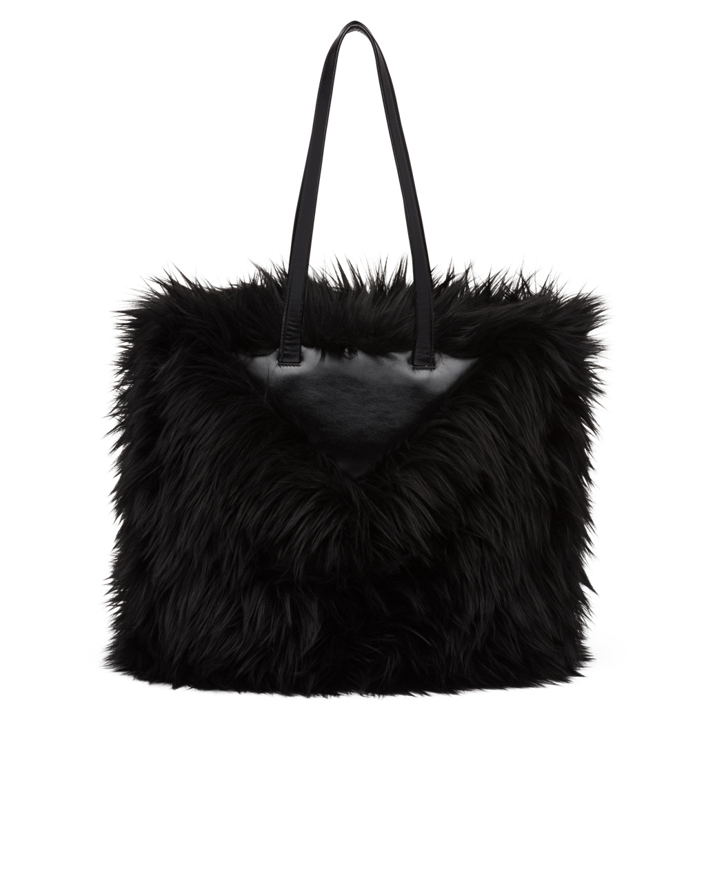 Prada Faux Fur Fabric Tote Bag Černé | 905812BOC