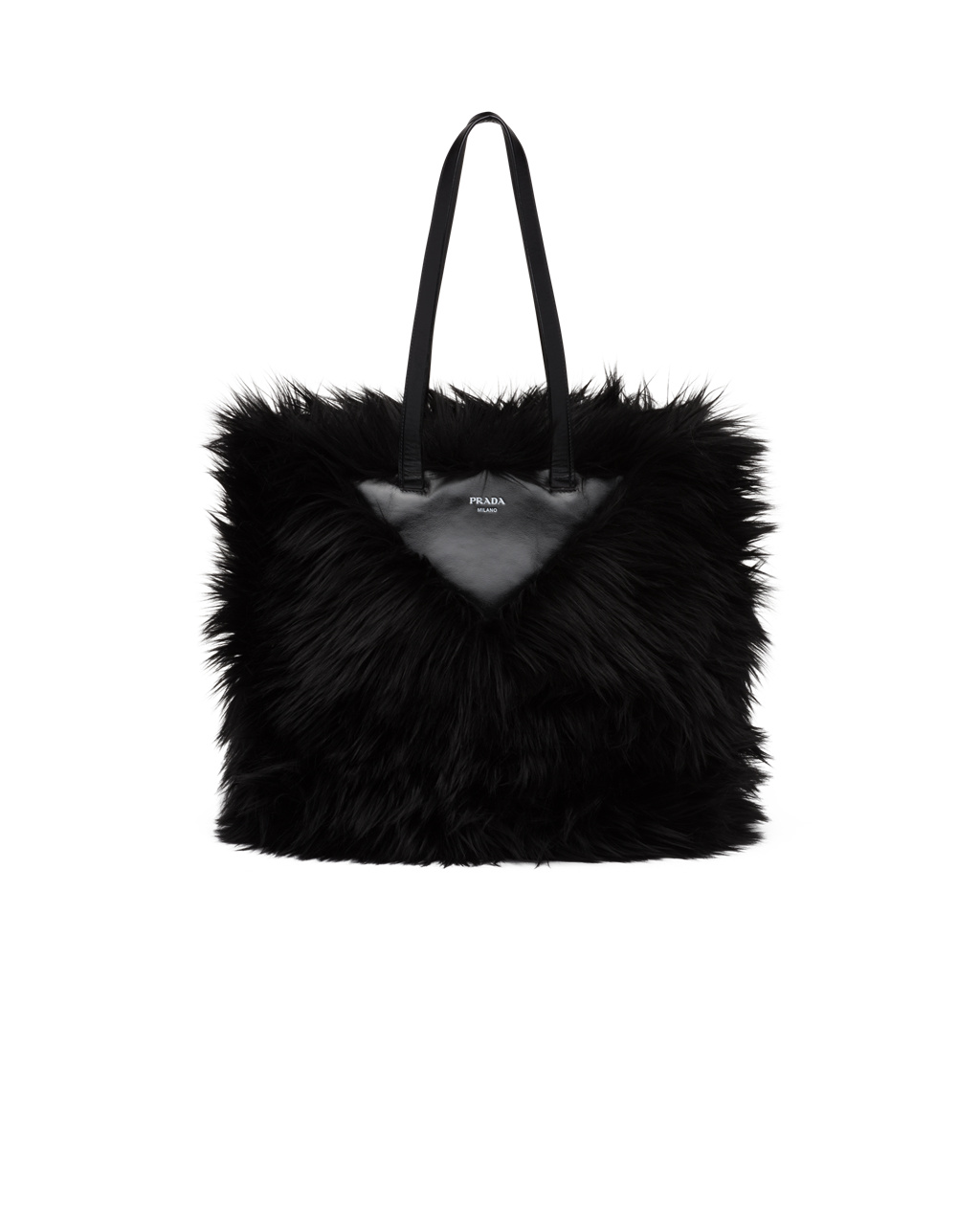 Prada Faux Fur Fabric Tote Bag Černé | 905812BOC