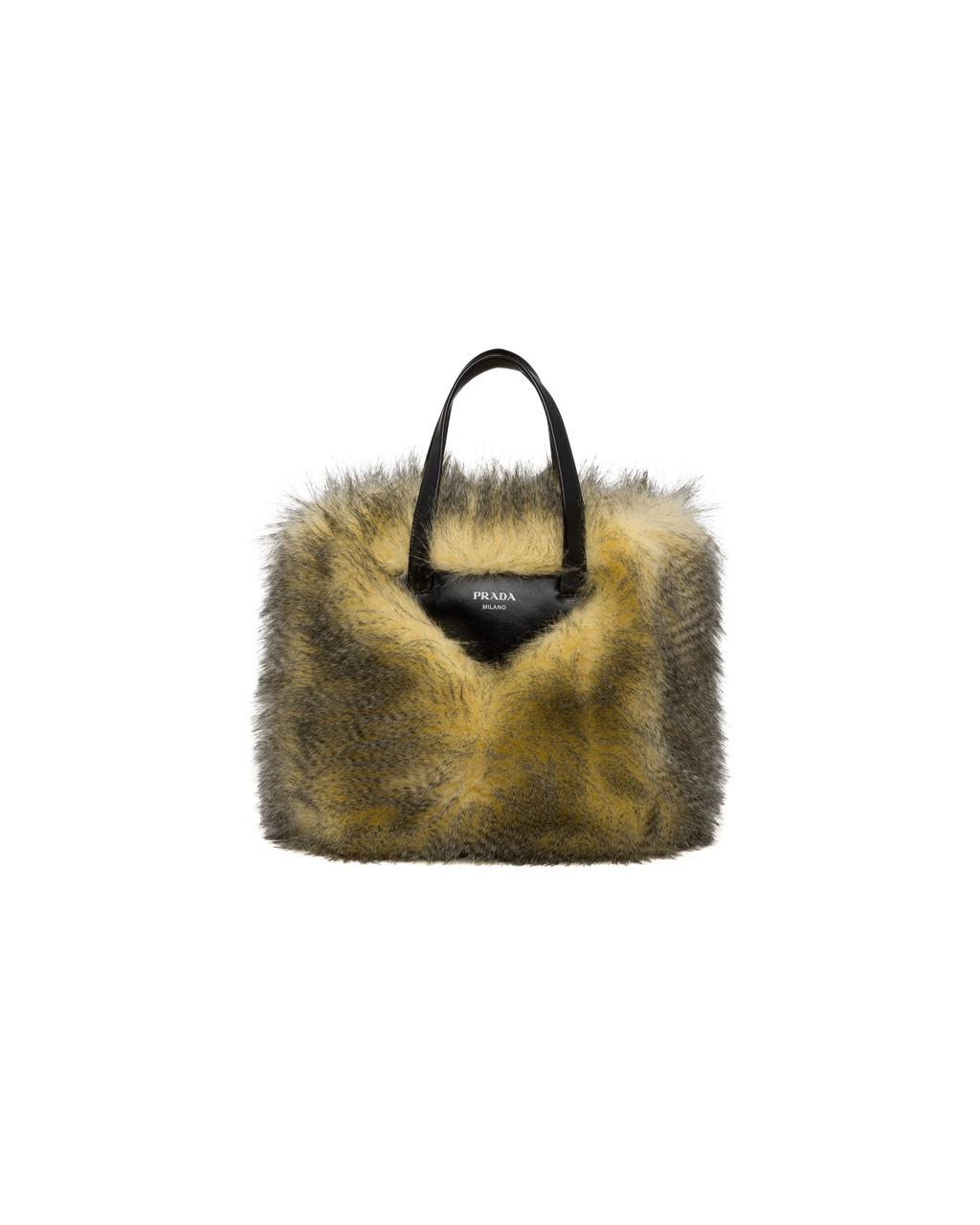 Prada Faux Fur Fabric Tote Bag Žluté Černé | 250618AOW