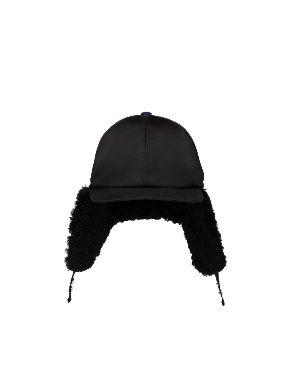 Prada Fur-trimmed Nylon Hat Černé | 385297JPM