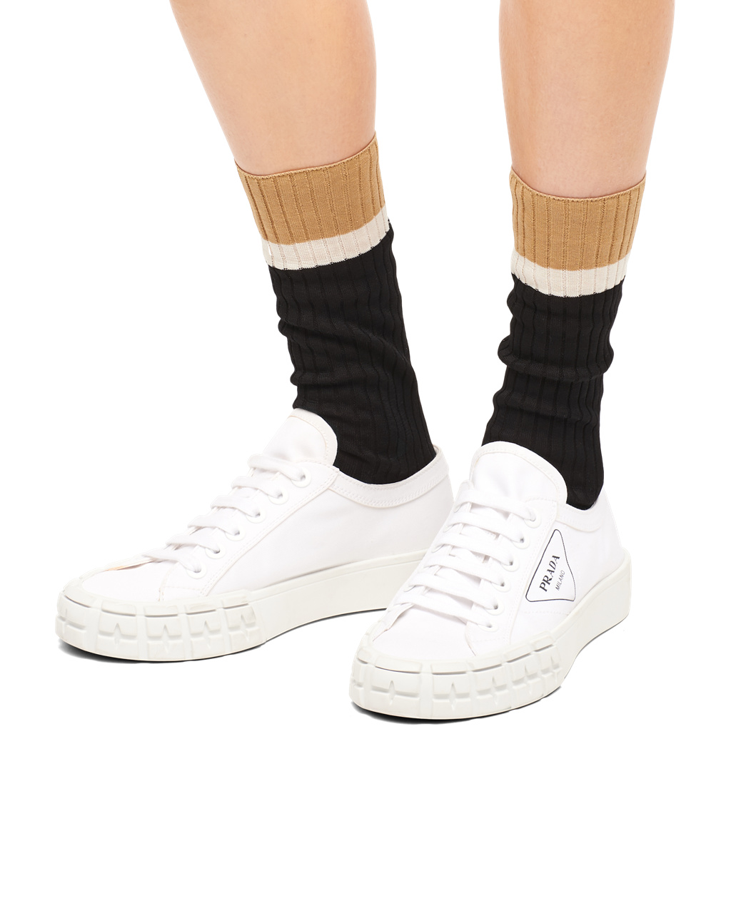 Prada Gabardine Fabric Sneakers Bílé | 476328YFH