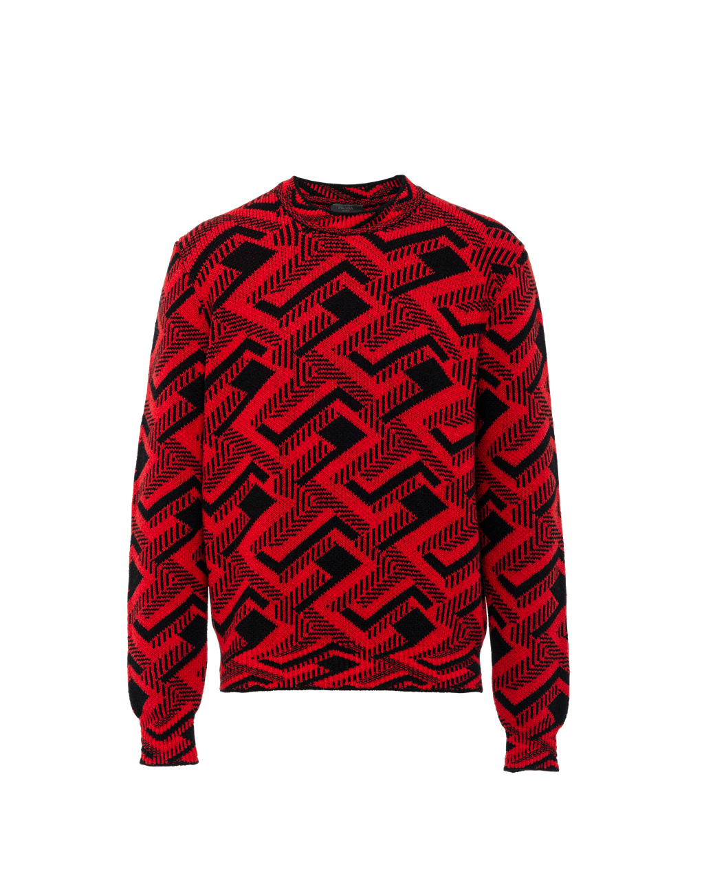 Prada Jacquard Wool And Cashmere Crew-neck Svetrové Černé Červené | 703564UOQ