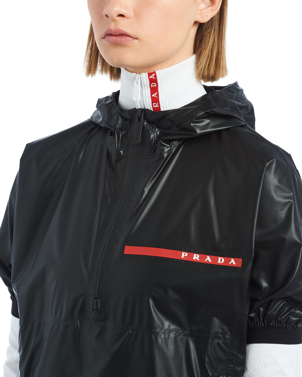 Prada Light Nylon Krátké-sleeved Jacket Černé | 256093ULQ