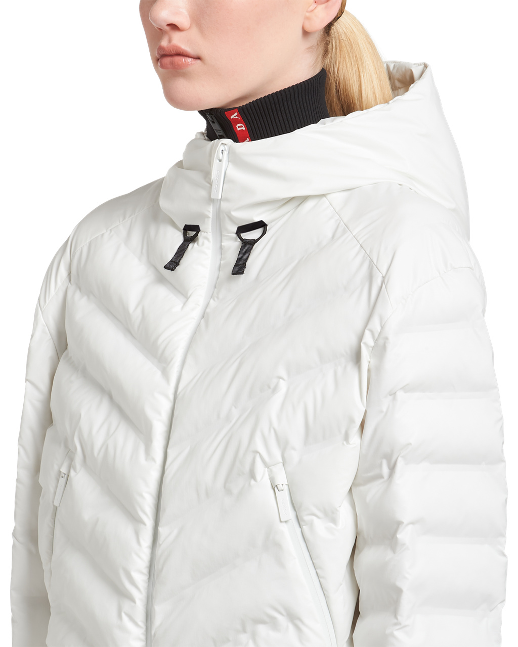 Prada Light Nylon S Kapucí Puffer Jacket Bílé | 361579JWS