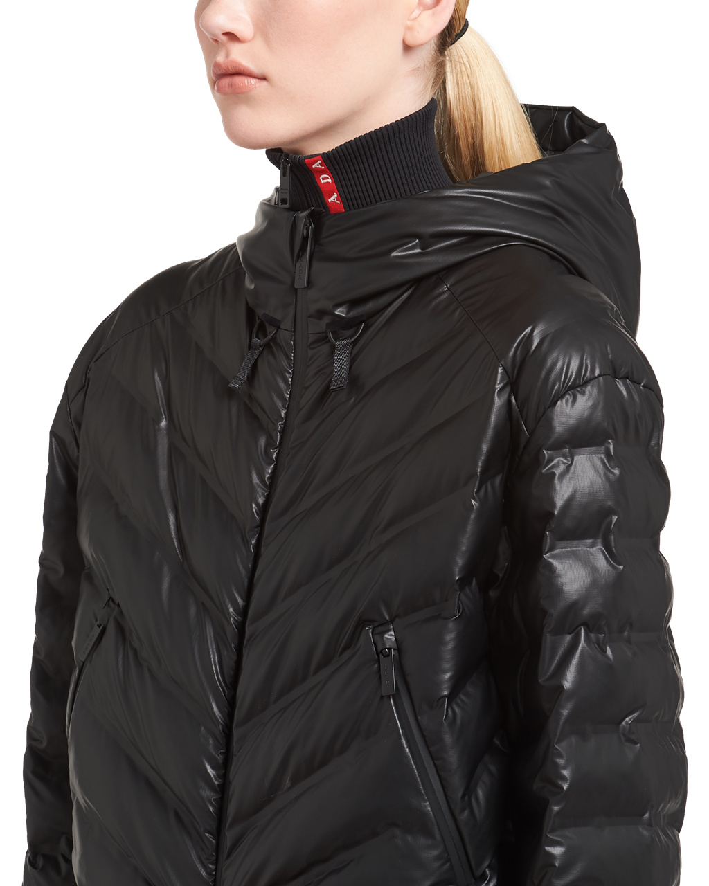 Prada Light Nylon S Kapucí Puffer Jacket Černé | 490631TNY