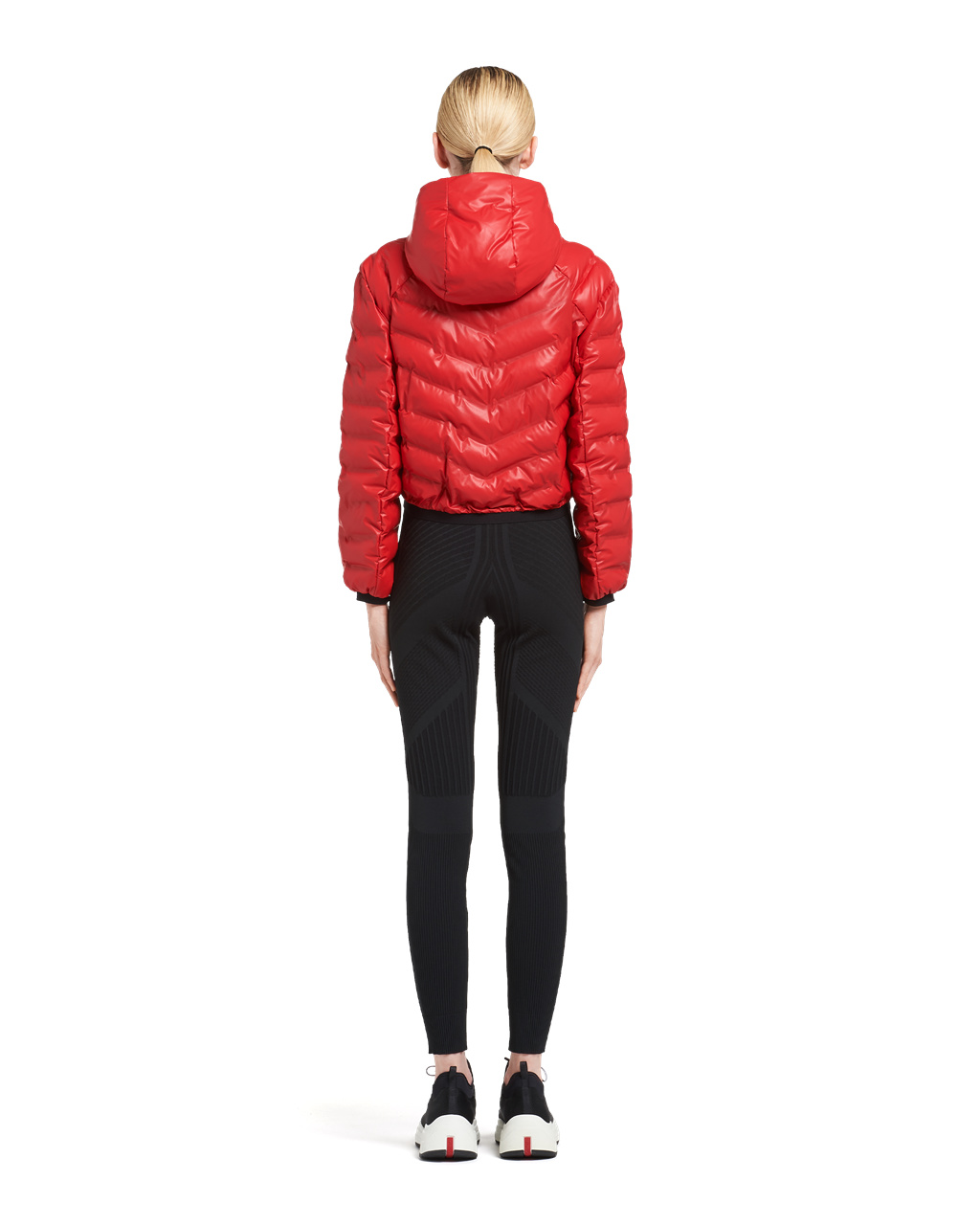 Prada Light Nylon S Kapucí Puffer Jacket Červené | 946805TEG