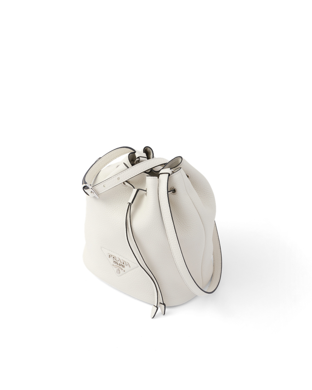 Prada Læder Bucket Bag Bílé | 579360XZR