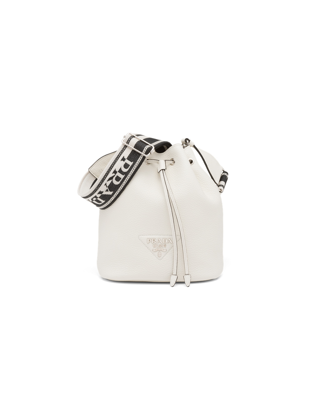 Prada Læder Bucket Bag Bílé | 579360XZR