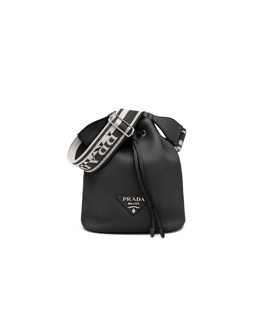 Prada Læder Bucket Bag Černé | 083271RKM