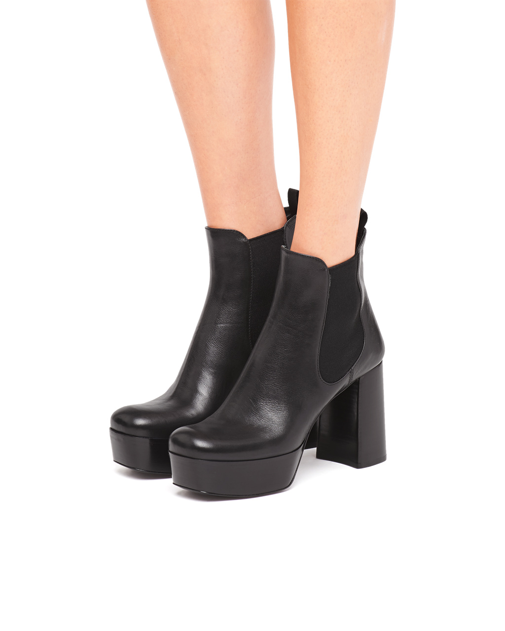 Prada Læder Platformy Booties Černé | 947538EIT