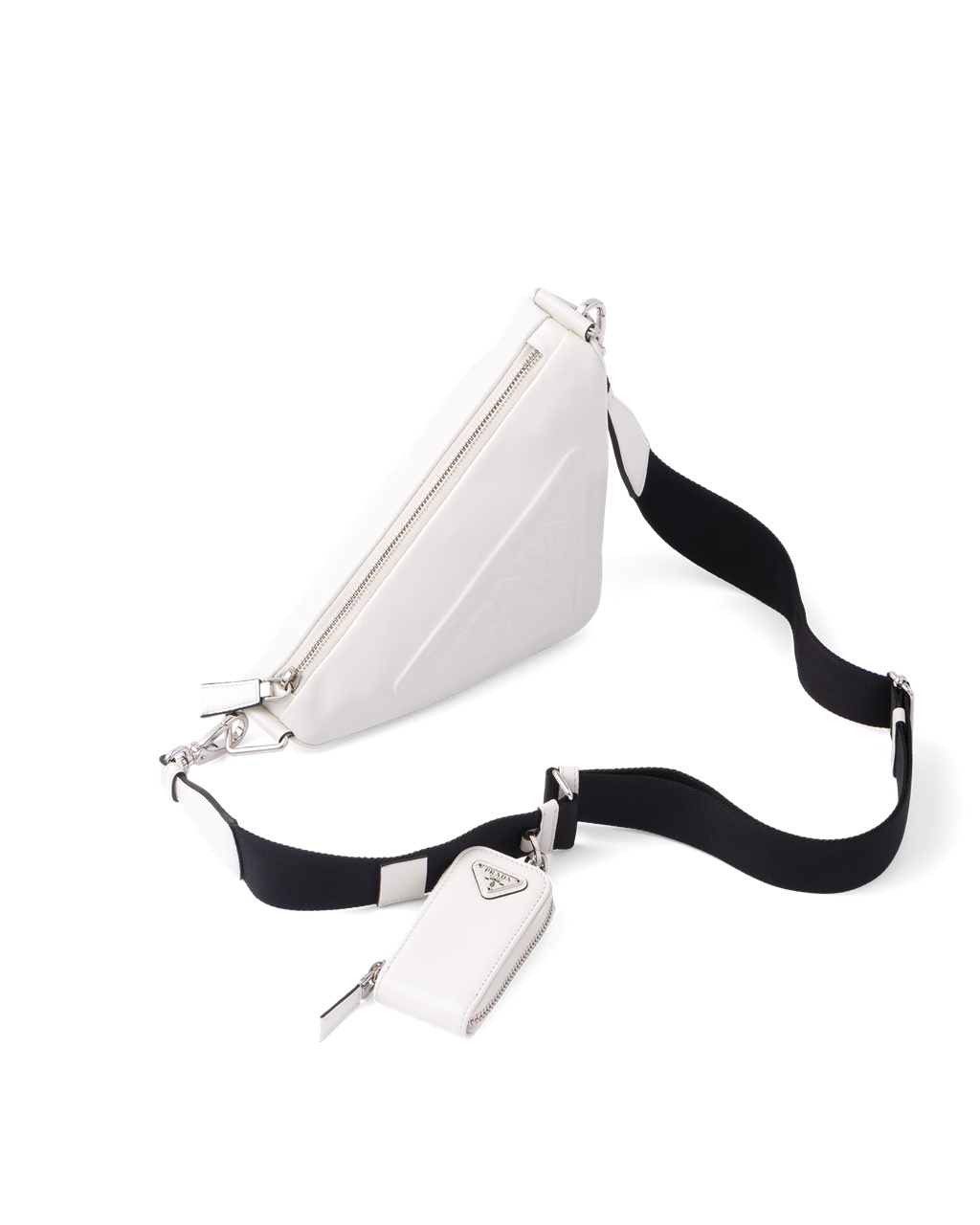 Prada Læder Prada Triangle Shoulder Bag Bílé | 034976GQO