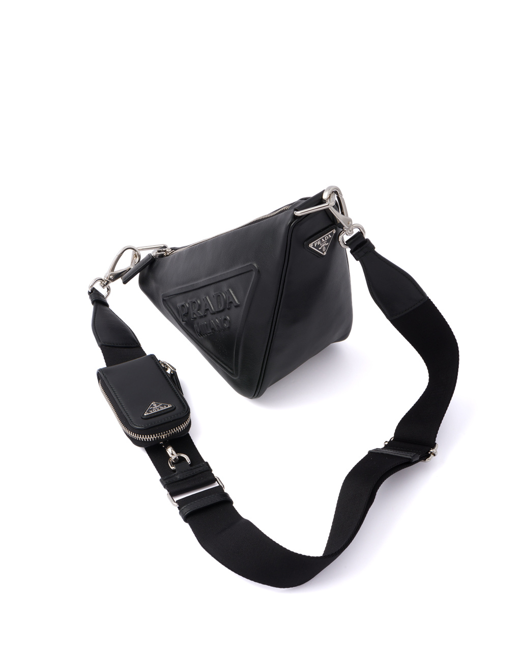 Prada Læder Prada Triangle Shoulder Bag Černé | 502643MXB