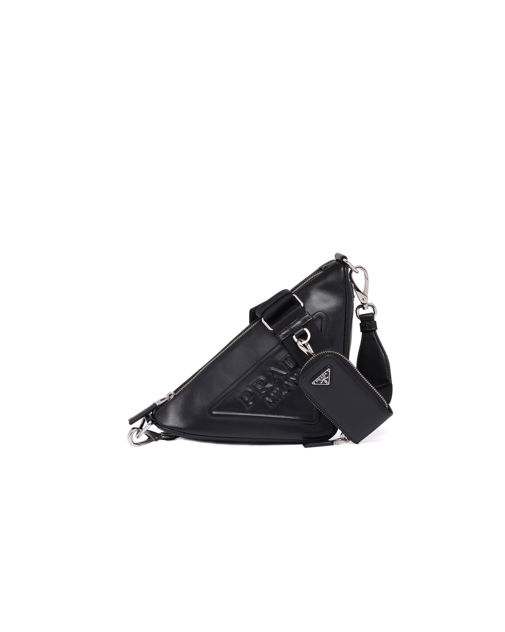 Prada Læder Prada Triangle Shoulder Bag Černé | 502643MXB