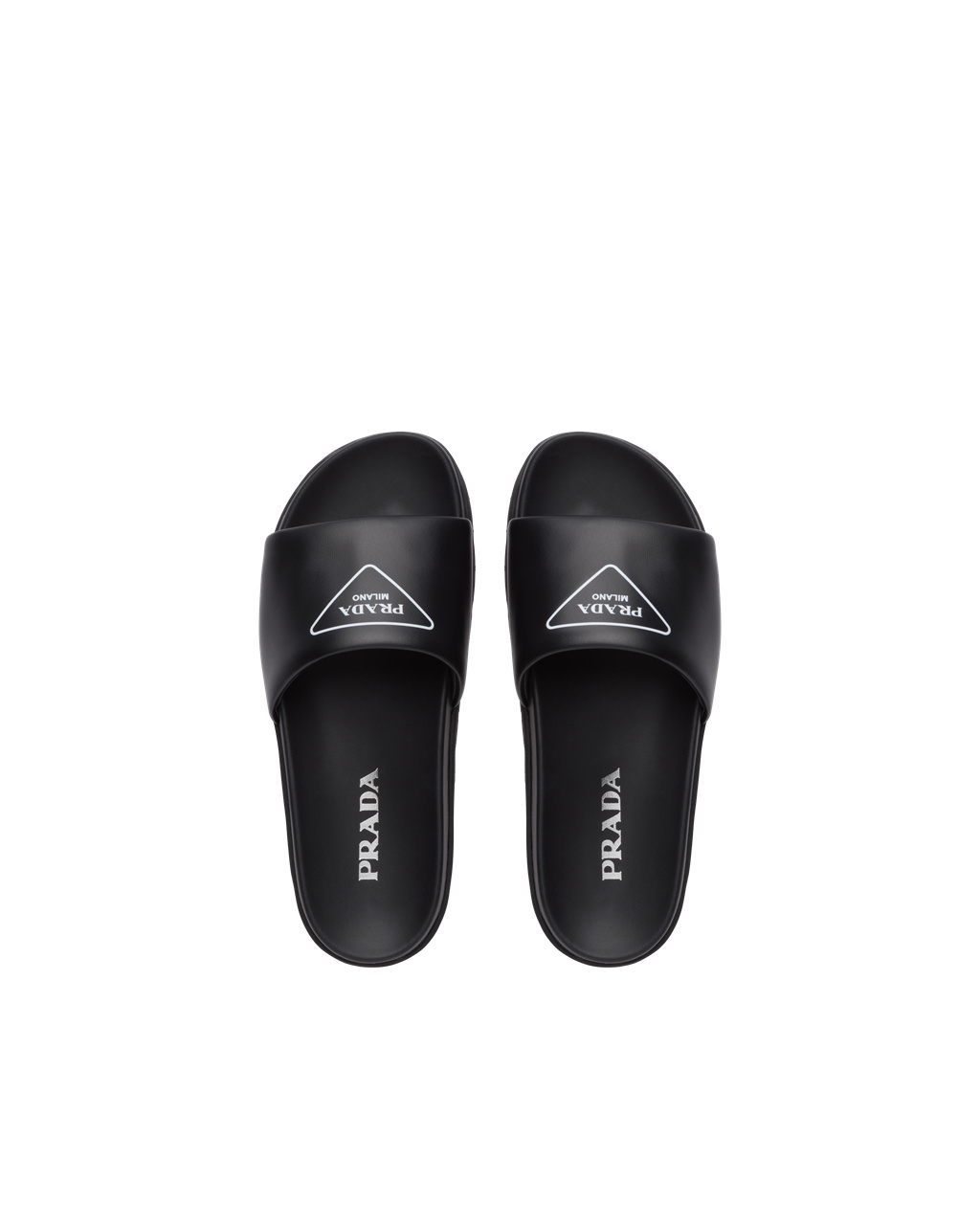 Prada Læder Slides Černé | 195367CXJ