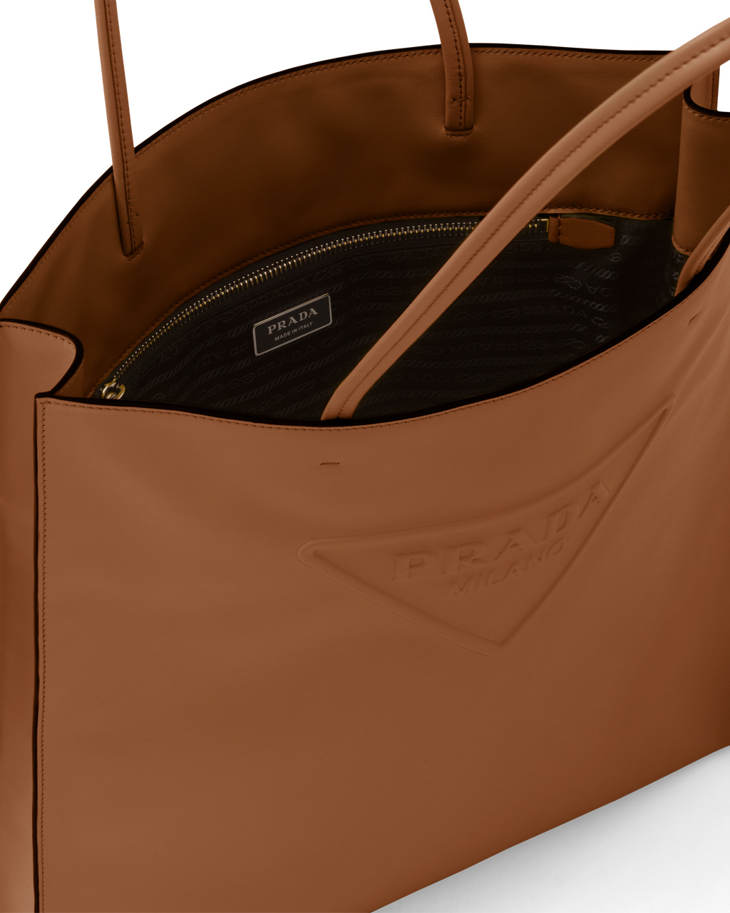 Prada Læder Tote Bag Cognac | 950783ORP