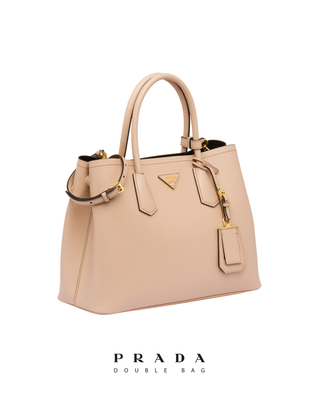 Prada Medium Saffiano Læder Double Prada Bag Černé | 814976YOV