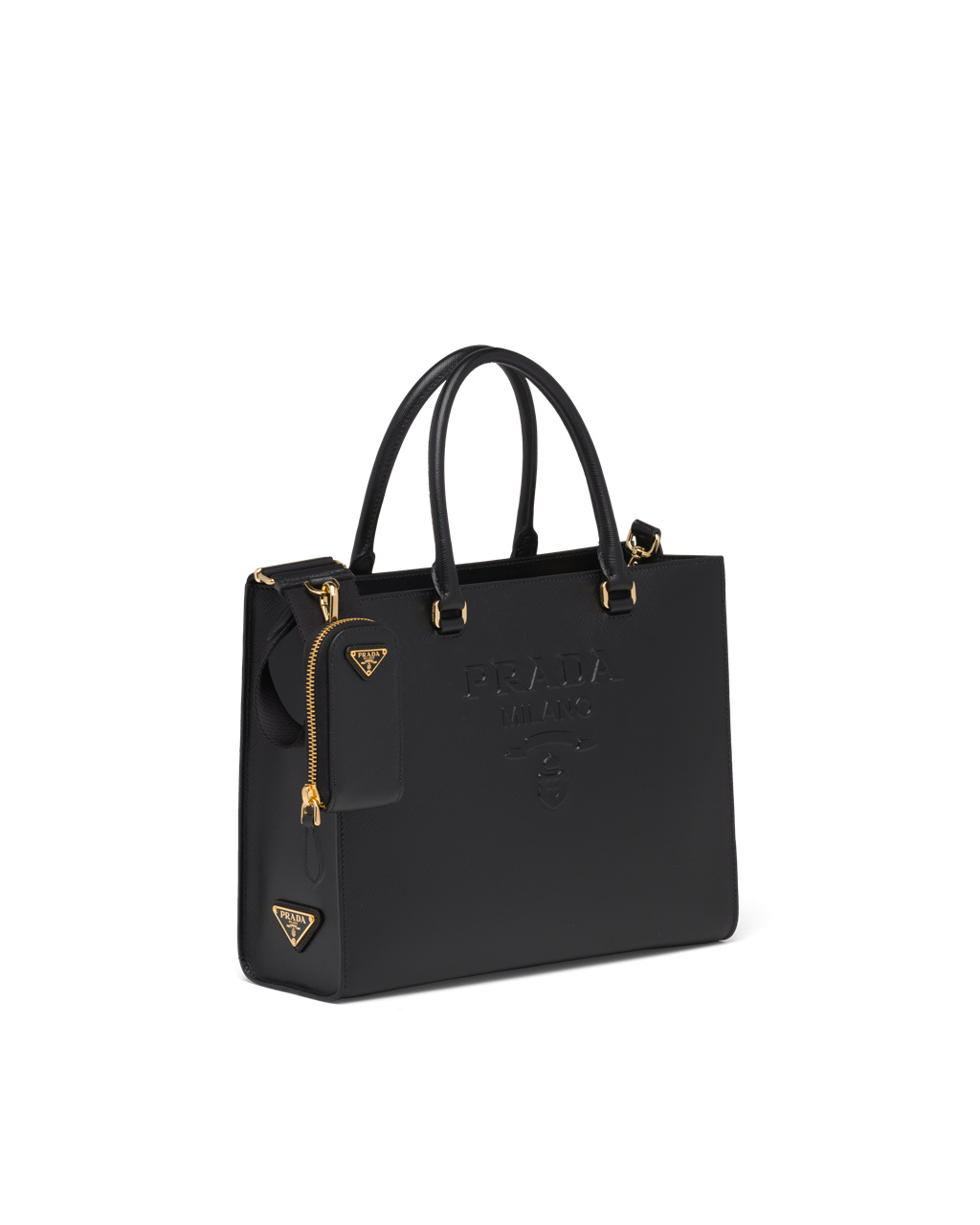 Prada Medium Saffiano Læder Handbag Černé | 203451HMY