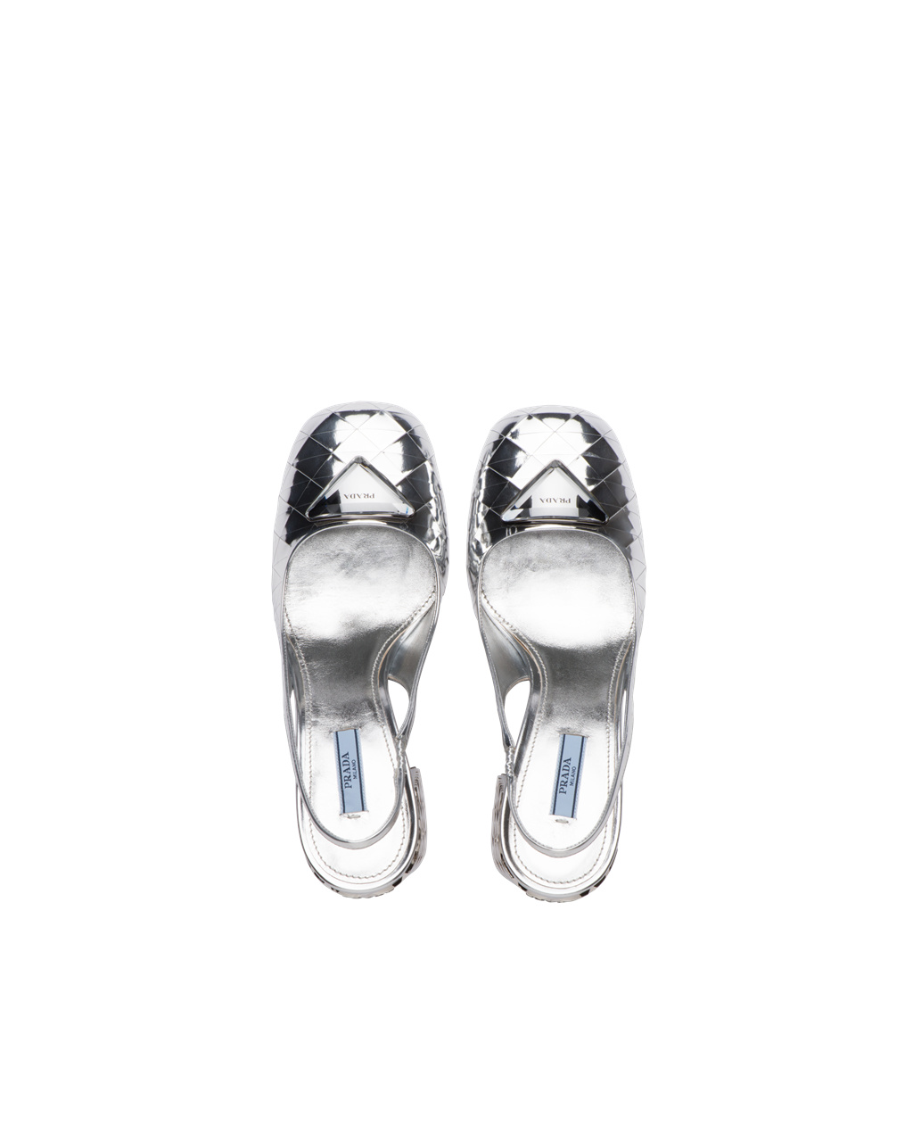 Prada Metallic Læder Slingback Pumps Stříbrné | 328147WXZ