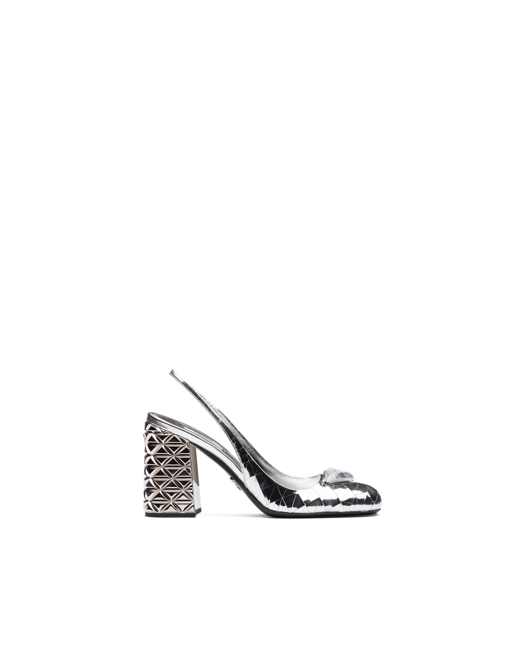 Prada Metallic Læder Slingback Pumps Stříbrné | 328147WXZ